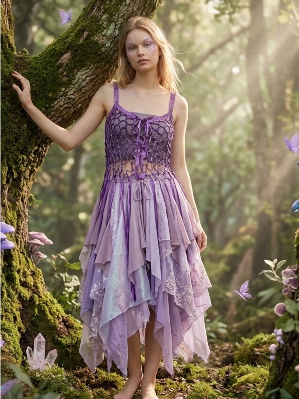 Urban Outfitters Ribbon
Bow Fringe Top in
Purple.